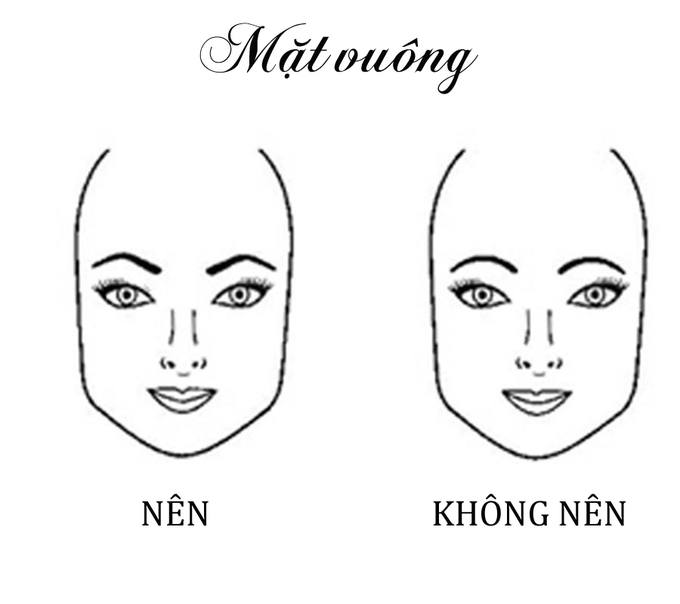 Với khuôn mặt hình vuông, hãy vẽ lông mày hình dấu mũ để dung nhan trông mềm mại hơn.